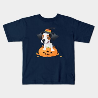 A cute dog in pumpkin celebrating Halloween Kids T-Shirt